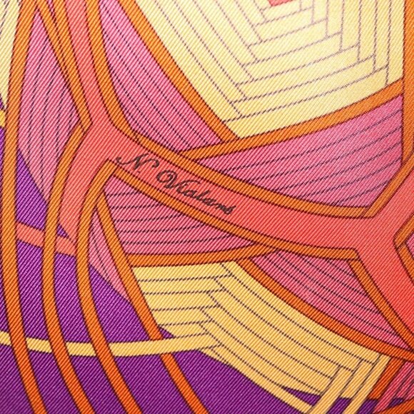 HERMES Carre 90 Scarf ""L’Art du Temari"" Silk Purple gray Auth yk18757 - Picture 3 of 16